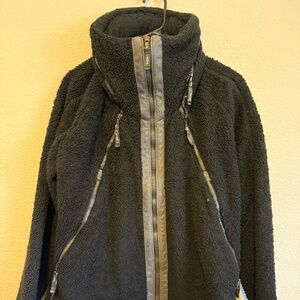KUHL FLIGHT JACKET Woman's Italian fleece micro-suede accents SZ XL BLACK